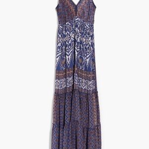 RAGA Blue and Brown Patterned Maxi Dress